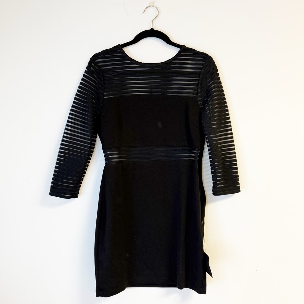 NWT LULU’S Black Long Sleeve Perfect Mesh Cutout Bodycon Dress Size Medium - Picture 2 of 6